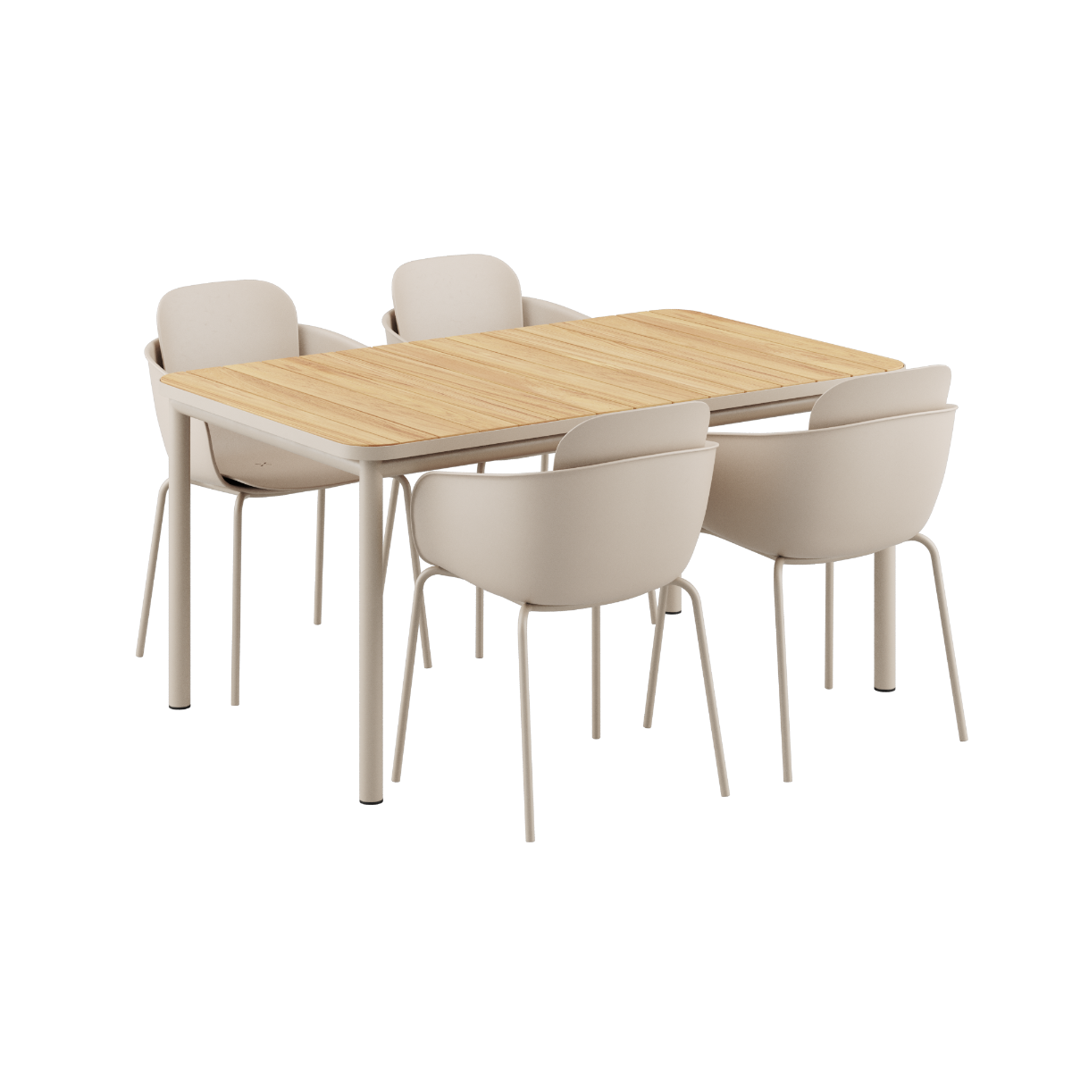Kirra Dining Table Taupe & 4 Patio Chair no. One