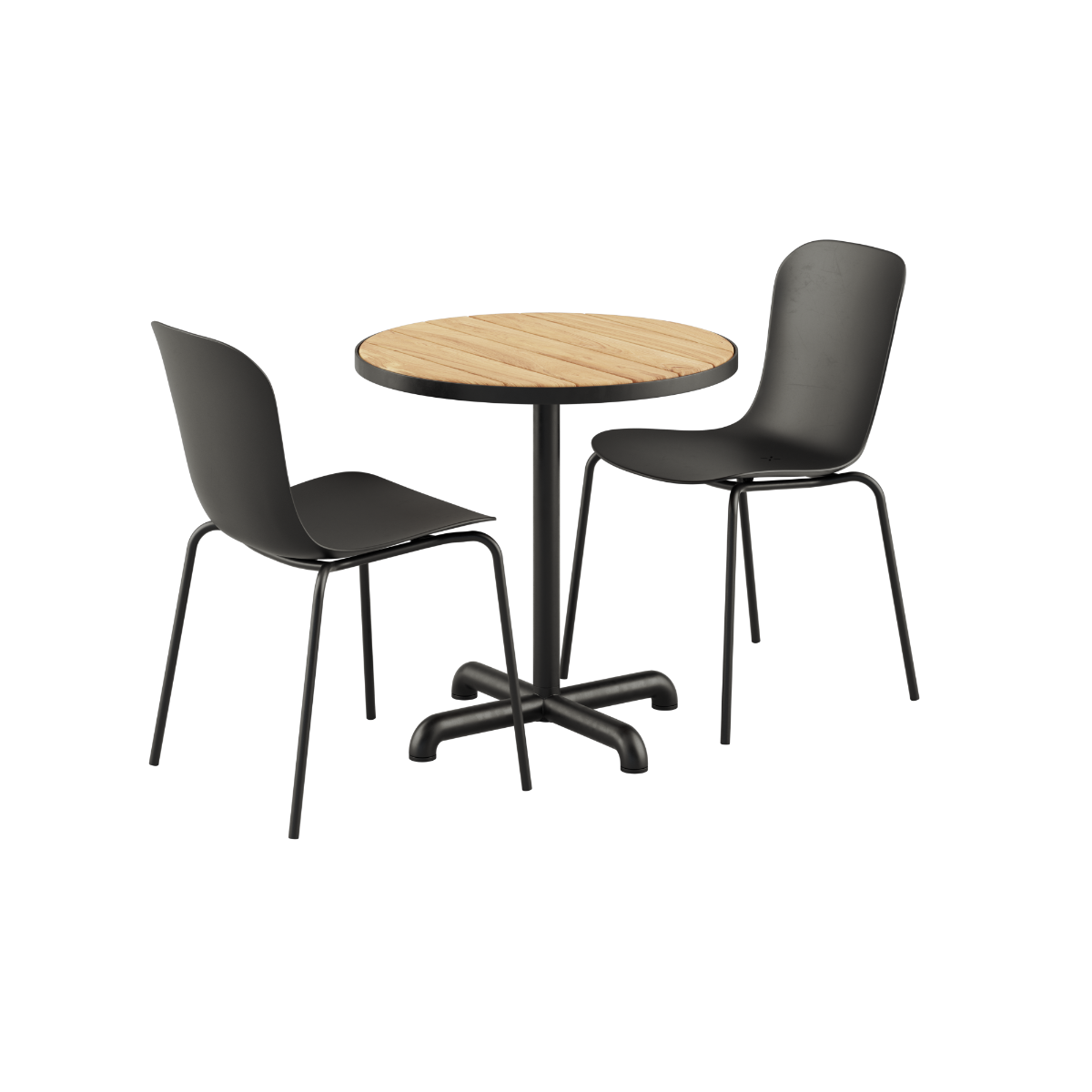 Kirra Cafe Table Noir & 2 Patio Chair No. One
