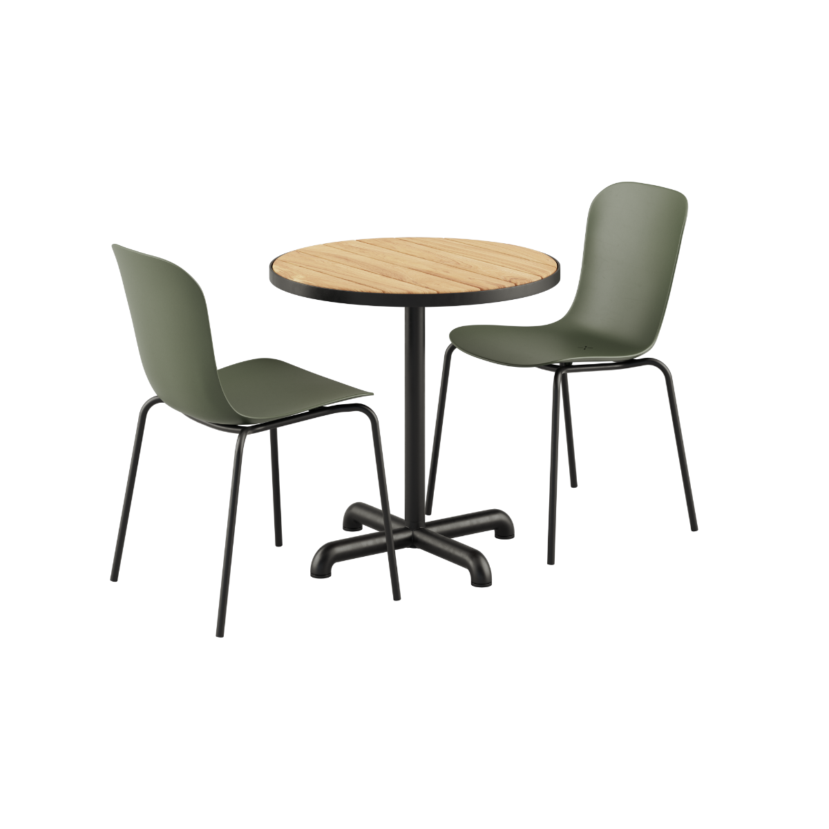 Kirra Cafe Table Noir & 2 Patio Chair No. One