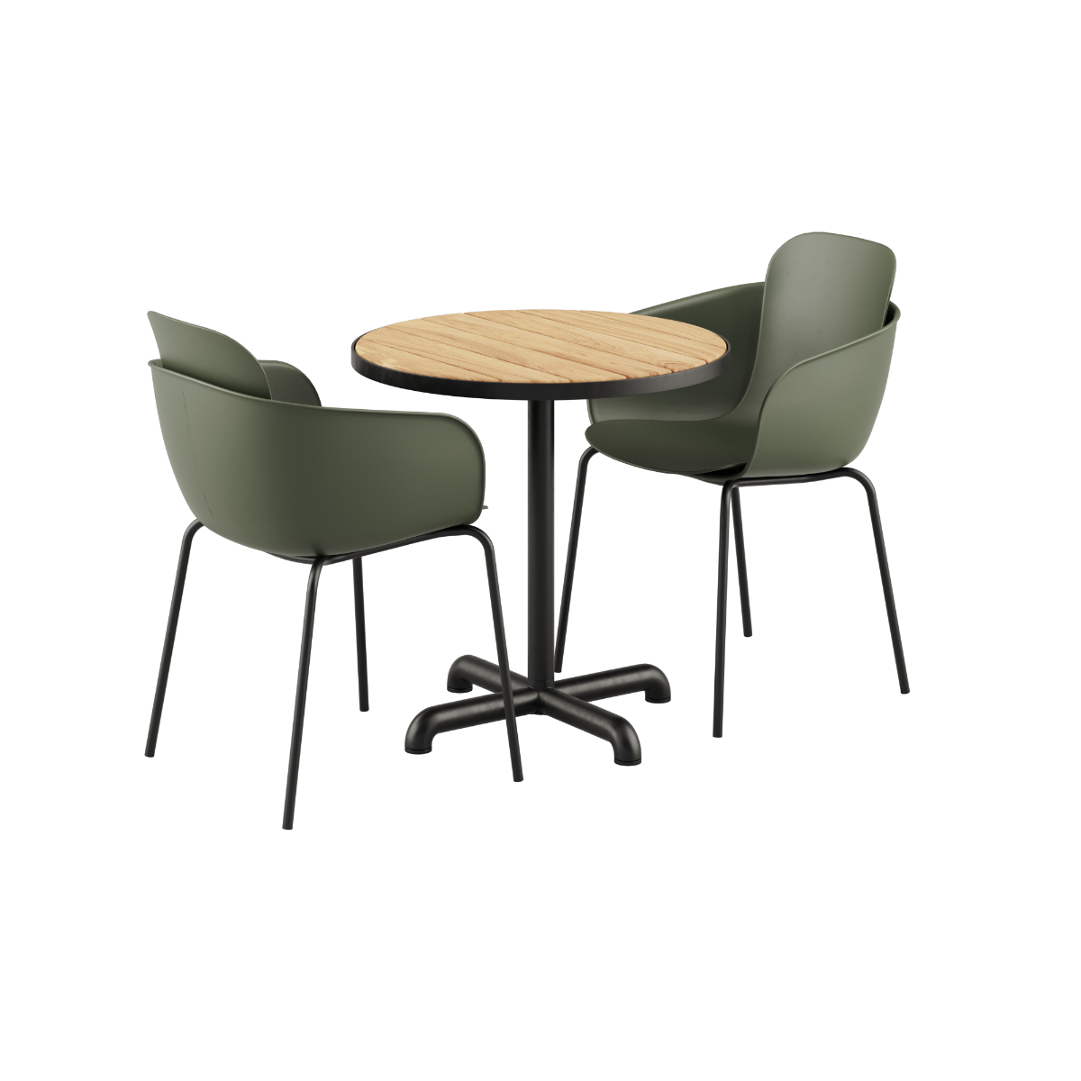 Kirra Cafe Table Noir & 2 Patio Chair No. One