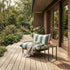 Mollis Side Table Ø50 in olijfgroen van sackit buiten bij natuurlijk licht